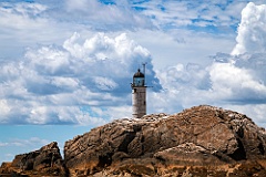 Storm-Battered White Island Light on Rocky Island in New Hampshi